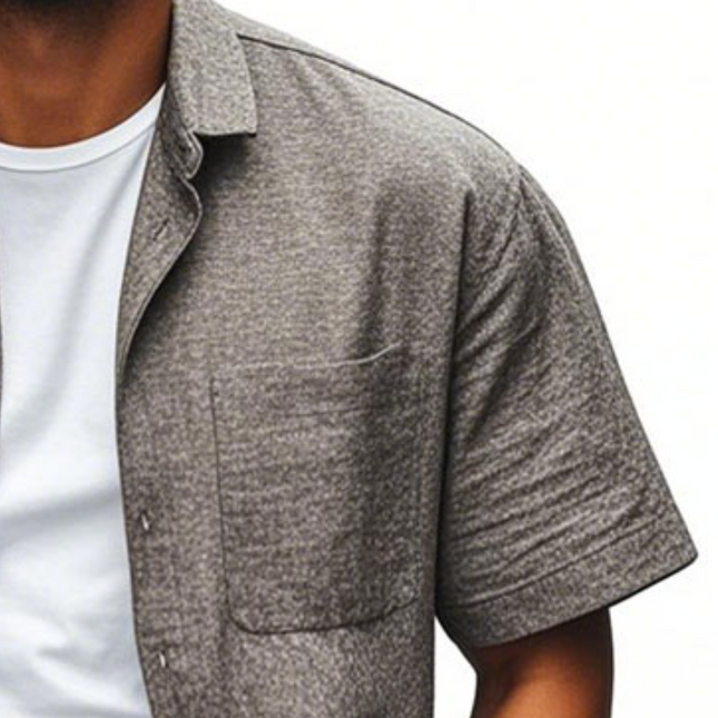 Men's Linen Short Sleeve Shirt | Casual Comfortable Lapel | Breathable Lightweight Fabric | Loose Fit with Patch Pocket | Single Breasted Button Closure | Versatile Summer Top for Warm Weather