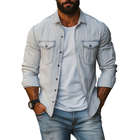 Men's Long Sleeve Shirt | Casual Comfort | Cotton Linen | Striped Lapel Design | Chest Pocket | Loose Fit | Easy Care | Breathable Fabric | Versatile Style | Perfect for Beach and Casual Occasions | Multiple Sizes