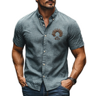 Men's Embroidered Short Sleeve Shirt | Cotton Linen Blend | Breathable Casual Top | Stylish Embroidery for Beachwear | Comfortable Fit | Perfect for Warm Weather