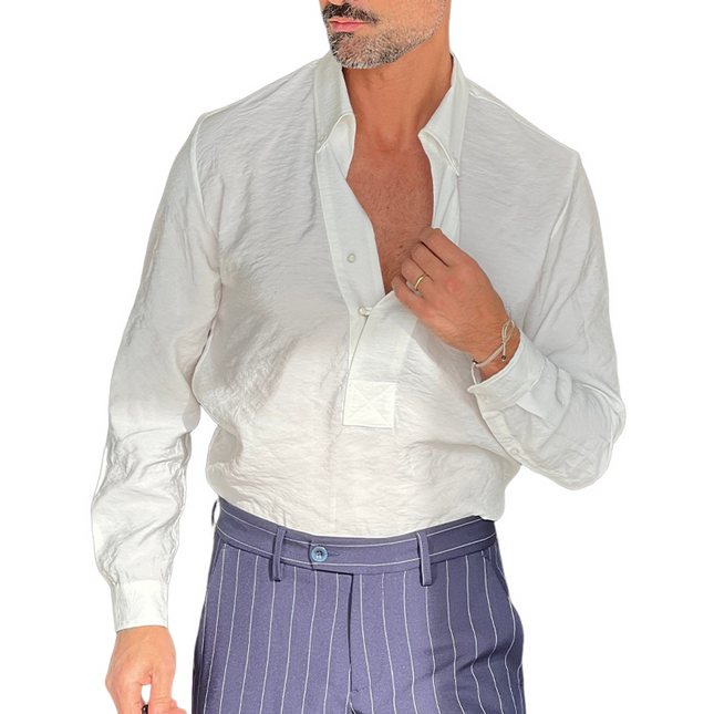 Men's Solid Color Long Sleeve Dress Shirt | Lapel Pullover | Classic Fashion | Soft Comfortable Fit | Versatile Style | Formal Casual Wear