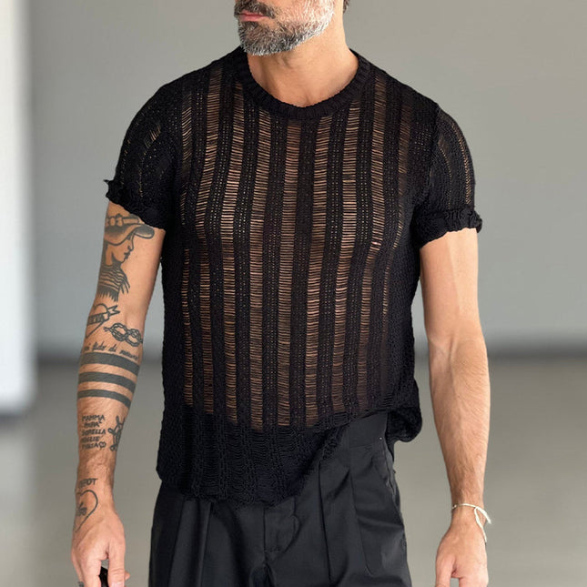 Men's Knitted T-Shirt | Solid Colors | Round Neck | Short Sleeve | Breathable Fabric | Versatile Fit | Casual to Semi-Formal Styles | Durable and Comfortable