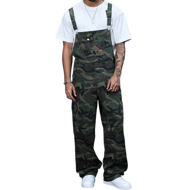 Men's Camouflage Jumpsuit | Outdoor Multi-Pocket Overall | Durable Fabric | Comfort Fit | Trendy Camo Design | Practical for Adventure