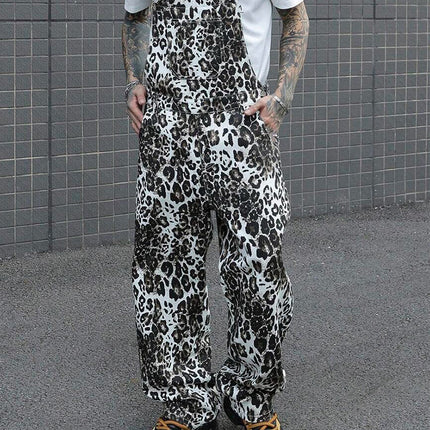 Men's Leopard Print Jumpsuit | Multi-Pocket | Adjustable Straps | Casual Overalls | Bold Style | Durable Fabric | Comfortable Fit | Fashionable | Statement Piece | Trendy Men's Clothing