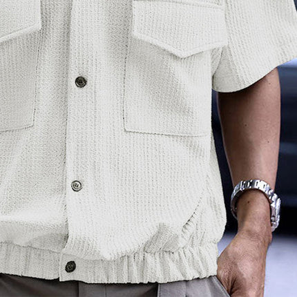 Men's Short Sleeve Shirt | Solid Waffle Texture | Casual & Comfortable | Breathable Fabric | Versatile Everyday Wear | Easy Care | Stylish Solid Color | Perfect for Warm Weather