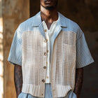 Men's Short Sleeve Shirt | Hollow Stitching Design | Breathable Woven Fabric | Modern Fit | Casual & Semi-Formal | Stylish & Comfortable | Tailored Silhouette | Ideal for Warm Weather | Versatile Wardrobe Essential