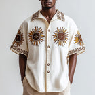 Men's Western Vintage Short Sleeve Shirt | Intricate Embroidery | Classic Style | Breathable Fabric | Relaxed Fit | Versatile Design | Casual & Semi-Formal | Comfort & Style | Ideal for Warm Weather
