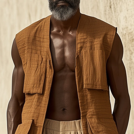 Men's Western Vintage Vest | Long Sleeveless Linen | Premium Fabric & Comfort | Classic Modern Style | Versatile Casual Formal Wear
