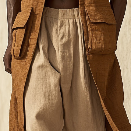 Men's Western Vintage Vest | Long Sleeveless Linen | Premium Fabric & Comfort | Classic Modern Style | Versatile Casual Formal Wear