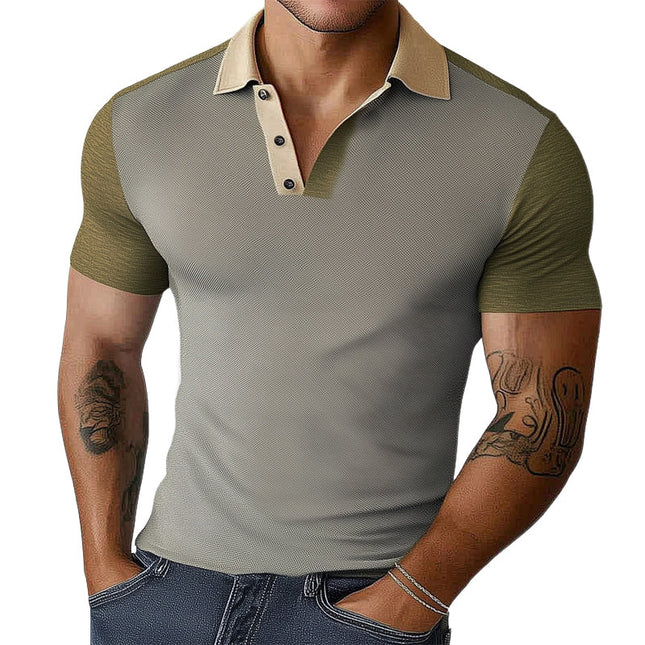 Men's Knitted Polo T-Shirt | Classic Summer Shirt | Short Sleeve Cotton Blend | Comfortable Casual Wear | Ribbed Cuffs | Versatile Style | Elegant Warm Weather Top | Available in Multiple Sizes