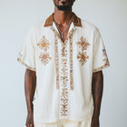 Men's Embroidered Short Sleeve Dress Shirt | Spring Fashion | Comfortable Fabric | Versatile Style | Semi-Formal & Casual 디자인 | Breathable High-Quality Material