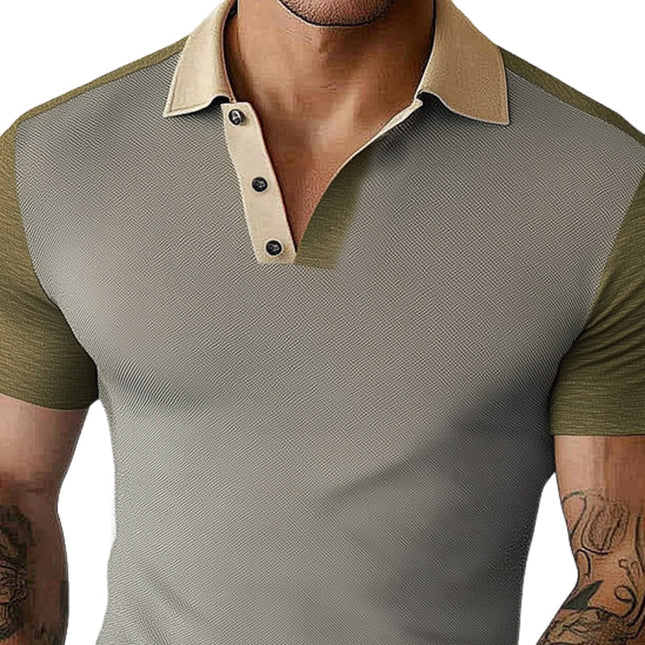 Men's Knitted Polo T-Shirt | Classic Summer Shirt | Short Sleeve Cotton Blend | Comfortable Casual Wear | Ribbed Cuffs | Versatile Style | Elegant Warm Weather Top | Available in Multiple Sizes