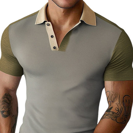 Men's Knitted Polo T-Shirt | Classic Summer Shirt | Short Sleeve Cotton Blend | Comfortable Casual Wear | Ribbed Cuffs | Versatile Style | Elegant Warm Weather Top | Available in Multiple Sizes