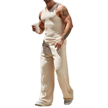 Men's Beachwear Set | Solid Color Tank Top & Trousers | Summer Casual Outfit | Lightweight & Breathable | Relaxed Fit | Drawstring Waistband | Easy Mix & Match | Essentials for Summer Style