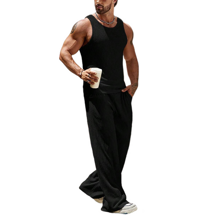 Men's Beachwear Set | Solid Color Tank Top & Trousers | Summer Casual Outfit | Lightweight & Breathable | Relaxed Fit | Drawstring Waistband | Easy Mix & Match | Essentials for Summer Style
