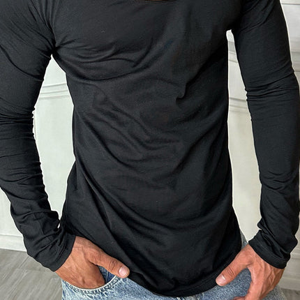 Men's Long Sleeve T-Shirt | Cotton Blend | Solid Color | Round Neck | Casual Fit | Versatile Style | Comfortable & Durable | Multiple Color Options