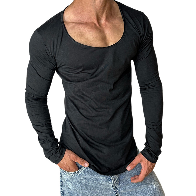 Men's Long Sleeve T-Shirt | Cotton Blend | Solid Color | Round Neck | Casual Fit | Versatile Style | Comfortable & Durable | Multiple Color Options