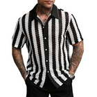 Men's Striped Knit T-Shirt | Short Sleeve Casual Crew Neck | Breathable Fabric | Stylish Modern Stripe Pattern | Versatile Spring Summer Top
