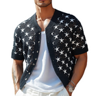 Men's Knit Shirt | Short Sleeve | Star Jacquard Pattern | Breathable Fabric | Regular Fit | Casual to Semi-Formal Wear | Versatile Styling | Comfortable All-Day Wear