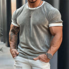 Men's Velvet T-Shirt | Solid Color Short Sleeve Crew Neck | Soft Plush Fabric Casual Wear | Elegant Comfortable Tee
