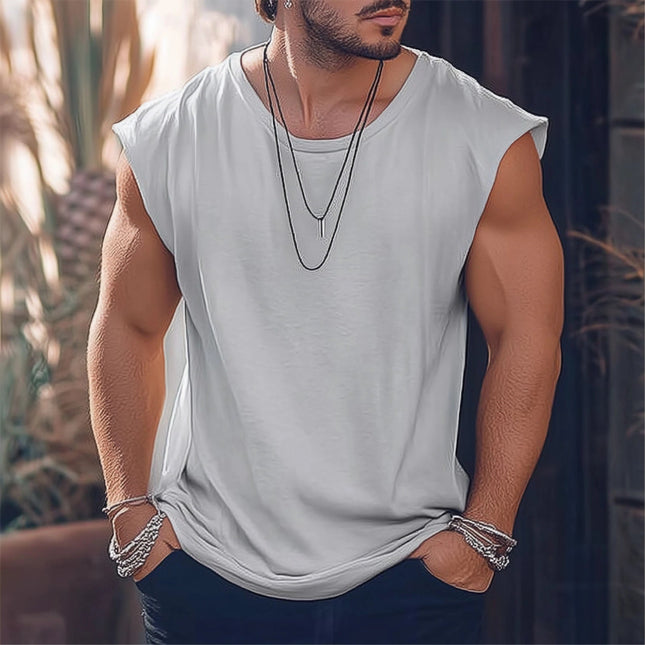 Men's Sleeveless Summer Tank Top | Comfortable Skin-Friendly Padded Design | Breathable Moisture-Wicking Fabric | Modern Crew Neck | Ideal for Gym, Casual Outings | Sizes S-XXXL