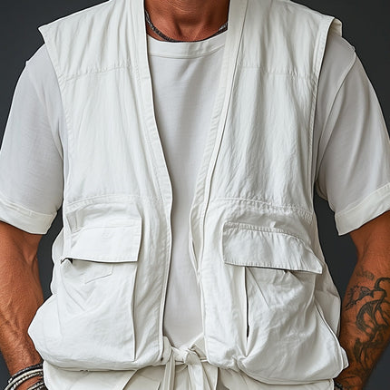 Men's Solid Color Work Vest | Spring Fashion | Lightweight Durable Outerwear | Versatile Tailored Fit | Business Casual to Weekend Style | MTA3149C7P