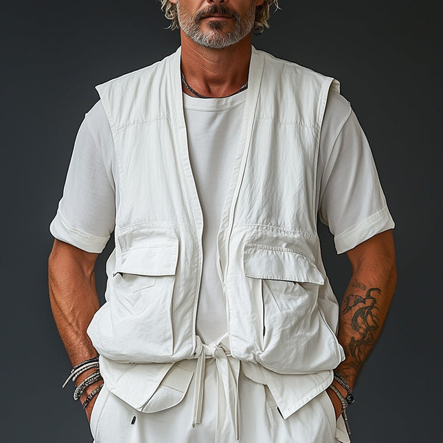 Men's Solid Color Work Vest | Spring Fashion | Lightweight Durable Outerwear | Versatile Tailored Fit | Business Casual to Weekend Style | MTA3149C7P
