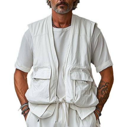 Men's Solid Color Work Vest | Spring Fashion | Lightweight Durable Outerwear | Versatile Tailored Fit | Business Casual to Weekend Style | MTA3149C7P