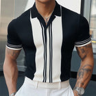 Men's Black and White Knitted T-Shirt | Summer Short Sleeve | Classic Style | High-Quality Fabric | Tailored Fit | Breathable and Lightweight | Versatile Fashion | Sizes S to 3XL
