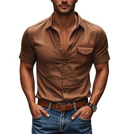 Men's Slim Fit Casual Shirt | Cotton | Short Sleeve | Lapel Collar | Chest Pocket | Single Breasted | Breathable Fabric | Versatile Style | Summer Shirt | Lightweight | Comfortable | MTA3118C9M