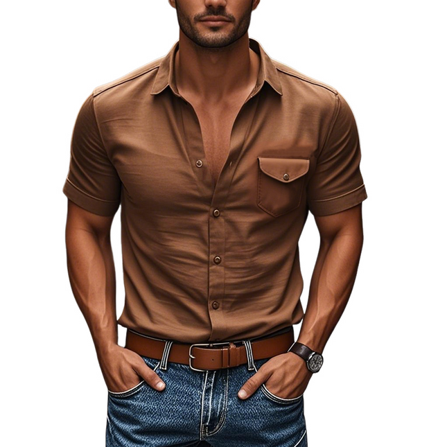 Men's Slim Fit Casual Shirt | Cotton | Short Sleeve | Lapel Collar | Chest Pocket | Single Breasted | Breathable Fabric | Versatile Style | Summer Shirt | Lightweight | Comfortable | MTA3118C9M