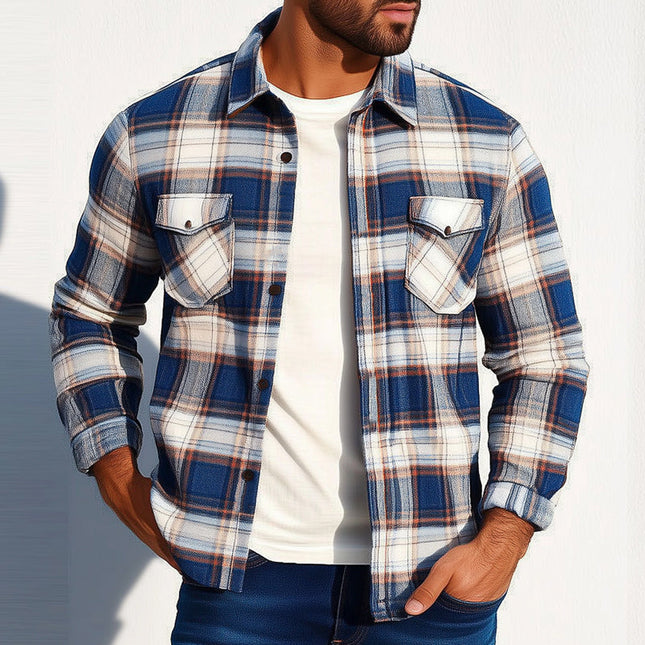Men's Plaid Long Sleeve Shirt | Casual Spring & Autumn Wear | Classic Pattern | Cotton Blend | Versatile Styling | Lapel Collar | Adjustable Cuffs | Sizes S-3XL | Men's Dress Shirt