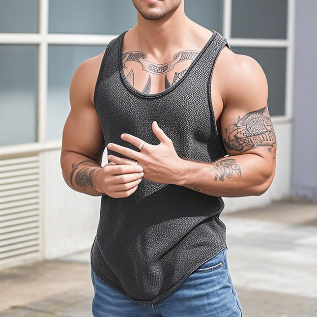 Men's Slim Fit Knitted Tank Top | Casual Solid Color U-Neck Sleeveless Shirt | Soft Breathable Fabric | Lightweight Summer Gym Top