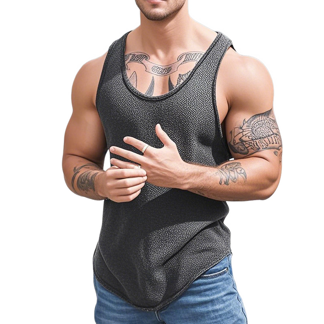 Men's Slim Fit Knitted Tank Top | Casual Solid Color U-Neck Sleeveless Shirt | Soft Breathable Fabric | Lightweight Summer Gym Top