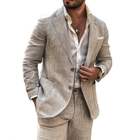 Men's Slim Fit Blazer | Casual Linen Blend | Notched Lapel | Single Breasted | Lightweight Breathable | Versatile Styling | Ideal for Casual to Semi-Formal Events | Comfortable and Durable | Tailored Modern Silhouette