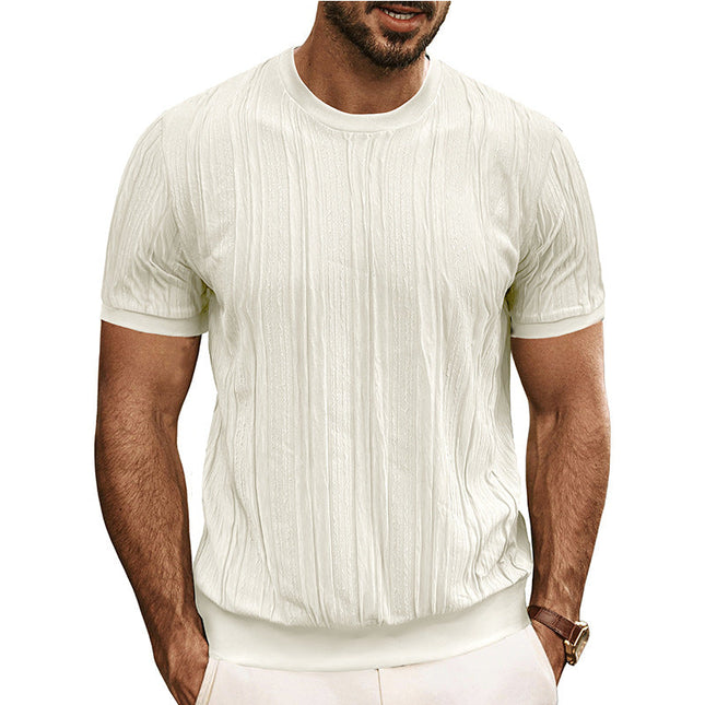 Men's Textured Short Sleeve T-Shirt | Casual Round Neck | Soft Breathable Fabric | Stylish Regular Fit | Versatile Everyday Wear