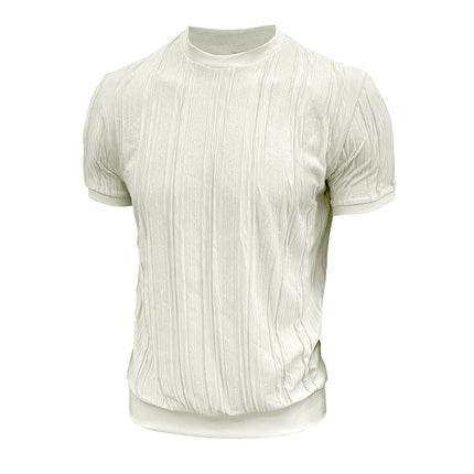 Men's Textured Short Sleeve T-Shirt | Casual Round Neck | Soft Breathable Fabric | Stylish Regular Fit | Versatile Everyday Wear