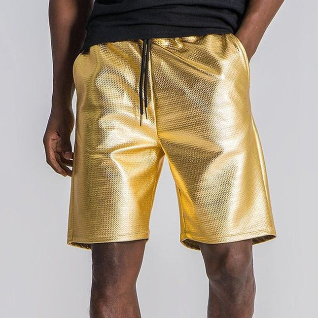 Men's Gold Loose Fit Summer Shorts | Lightweight Breathable Fabric | Elastic Drawstring Waist | Casual Beach Wear | Modern Urban Style | Functional Pockets | Above Knee Length | Available in Sizes S to 3XL