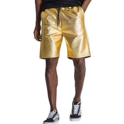 Men's Gold Loose Fit Summer Shorts | Lightweight Breathable Fabric | Elastic Drawstring Waist | Casual Beach Wear | Modern Urban Style | Functional Pockets | Above Knee Length | Available in Sizes S to 3XL