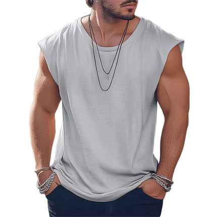 Men's Sleeveless Summer Tank Top | Comfortable Skin-Friendly Padded Design | Breathable Moisture-Wicking Fabric | Modern Crew Neck | Ideal for Gym, Casual Outings | Sizes S-XXXL