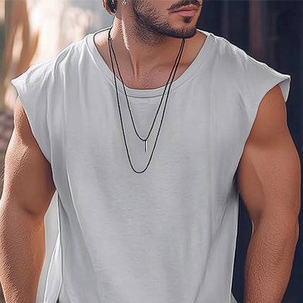 Men's Sleeveless Summer Tank Top | Comfortable Skin-Friendly Padded Design | Breathable Moisture-Wicking Fabric | Modern Crew Neck | Ideal for Gym, Casual Outings | Sizes S-XXXL