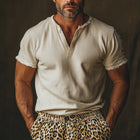 Men's V-Neck T-Shirt | Summer Lightweight | Comfortable Light Khaki | Raw Edge Design | Short Sleeve | Breathable Cotton Blend | Stylish Casual Top