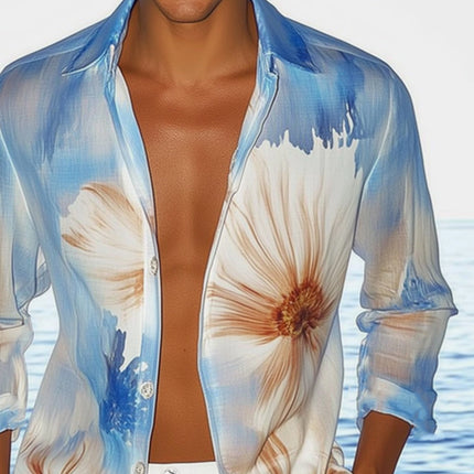 Men's Summer Printed Long Sleeve Shirt | Lightweight & Comfortable | Fashion Statement | Breathable Fabric | Casual & Versatile | Unique Artistic Patterns | Available in Multiple Sizes | Style for All Occasions