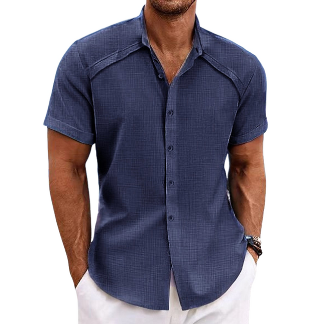 Men's Breathable Cotton Linen Shirt | Solid Color | Lapel Collar | Short Sleeve | Casual & Semi-Formal | Comfortable Fit