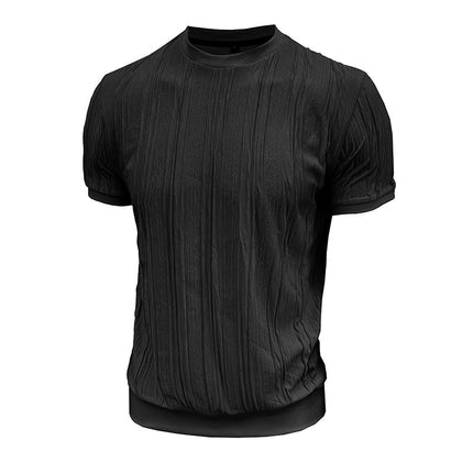 Men's Textured Short Sleeve T-Shirt | Casual Round Neck | Soft Breathable Fabric | Stylish Regular Fit | Versatile Everyday Wear