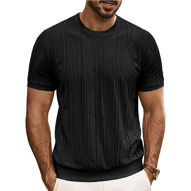 Men's Textured Short Sleeve T-Shirt | Casual Round Neck | Soft Breathable Fabric | Stylish Regular Fit | Versatile Everyday Wear