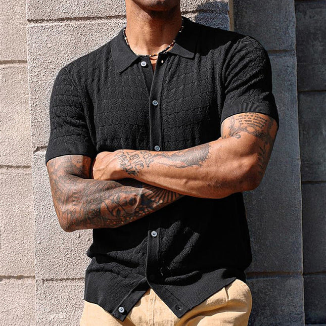 Men's Knitted Polo Shirt | Short Sleeve | Solid Color | Classic Design | Premium Quality Fabric | Breathable | Durable Construction | Casual & Semi-Formal Wear