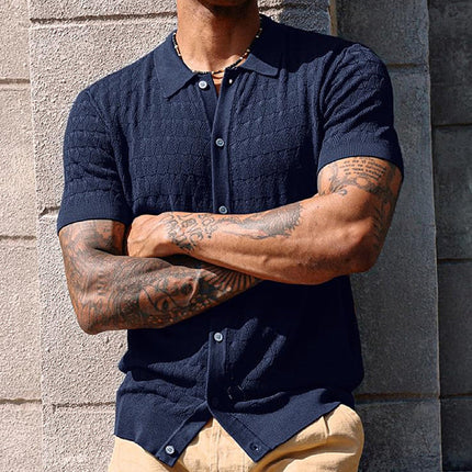 Men's Knitted Polo Shirt | Short Sleeve | Solid Color | Classic Design | Premium Quality Fabric | Breathable | Durable Construction | Casual & Semi-Formal Wear