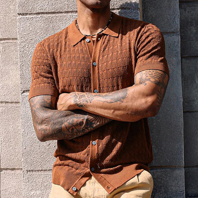 Men's Knitted Polo Shirt | Short Sleeve | Solid Color | Classic Design | Premium Quality Fabric | Breathable | Durable Construction | Casual & Semi-Formal Wear