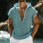 Men's Sleeveless Knit Hooded Tank Top | Retro Casual Style | Breathable Fabric | Comfortable Fit | Versatile Casual Wear | Sizes S to 3XL | Soft High-Quality Knit | Ideal for Layering or Solo | Vintage Aesthetic