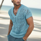 Men's Summer T-Shirt | V-Neck | Breathable Knitted Mesh | Lightweight | Stylish Casual Wear | Comfortable Tee for Warm Weather | Fashionable Design | Ideal for Summer Outfits